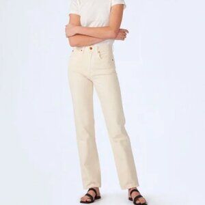 SLVRLAKE London Rigid High Rise Straight Leg Ecru Denim Jeans Womens SIZE 26